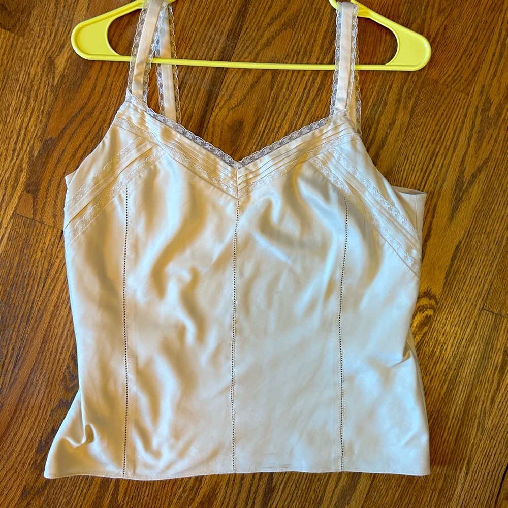 Vintage silky Ann Taylor tank with lace edges